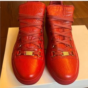 Balenciaga Arena High Red Leather Shoes Size 40